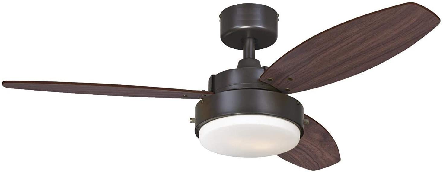 Alloy Two-Light 42 Reversible Three-Blade Indoor Ceiling Fan